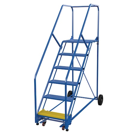 Vestil 90 H Steel Warehouse Ladder, 50 deg Perf, 6 Step, 21", 6 Steps LAD-6-21-P-EZ